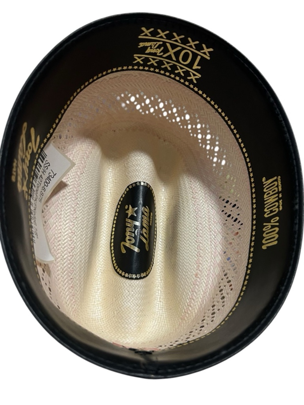 Tony Lama Straw Cowboy Hat with Pink Trim - Picture 9 of 10